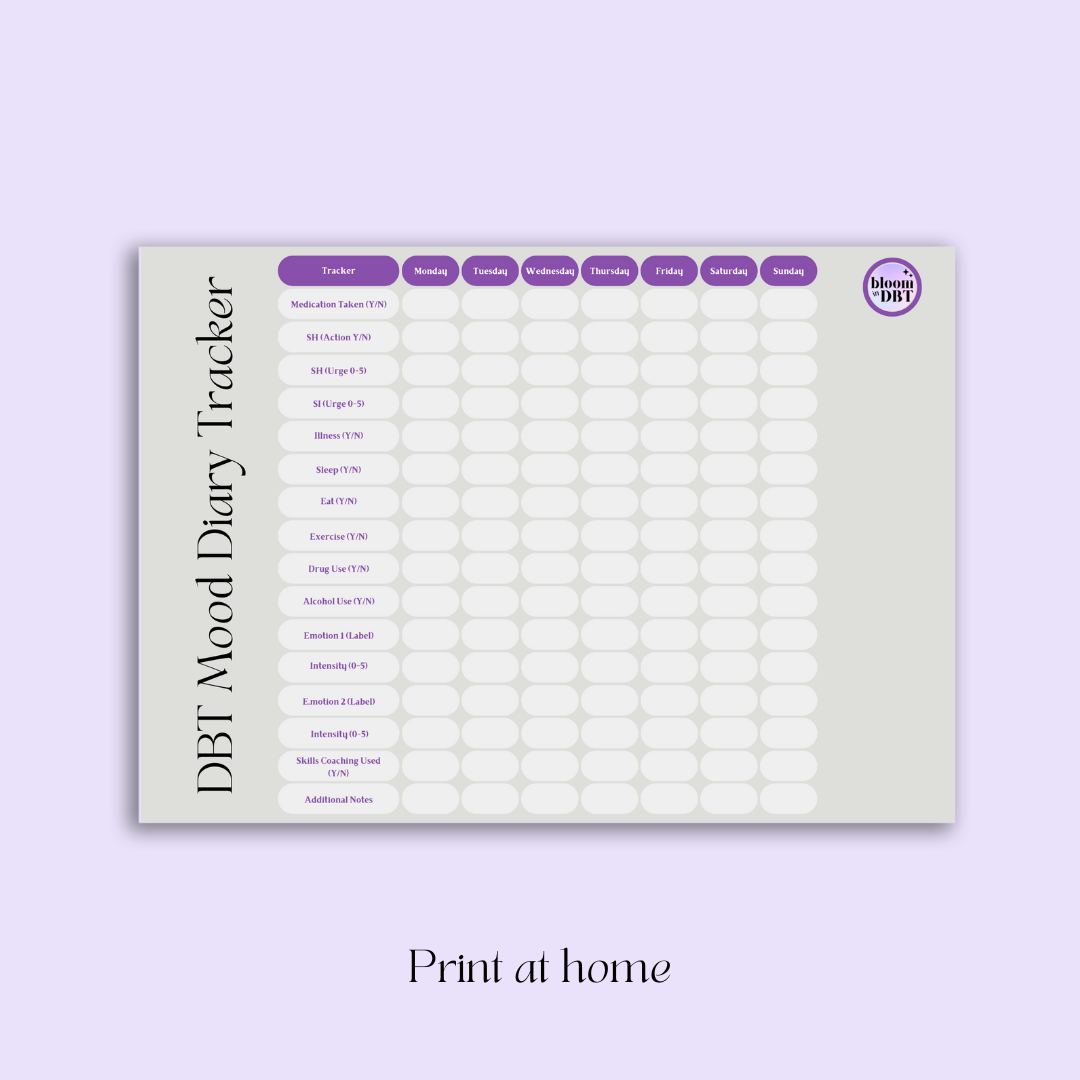 The Little Booklet of DBT Diary Cards & Trackers: 40 Worksheets (Print ...