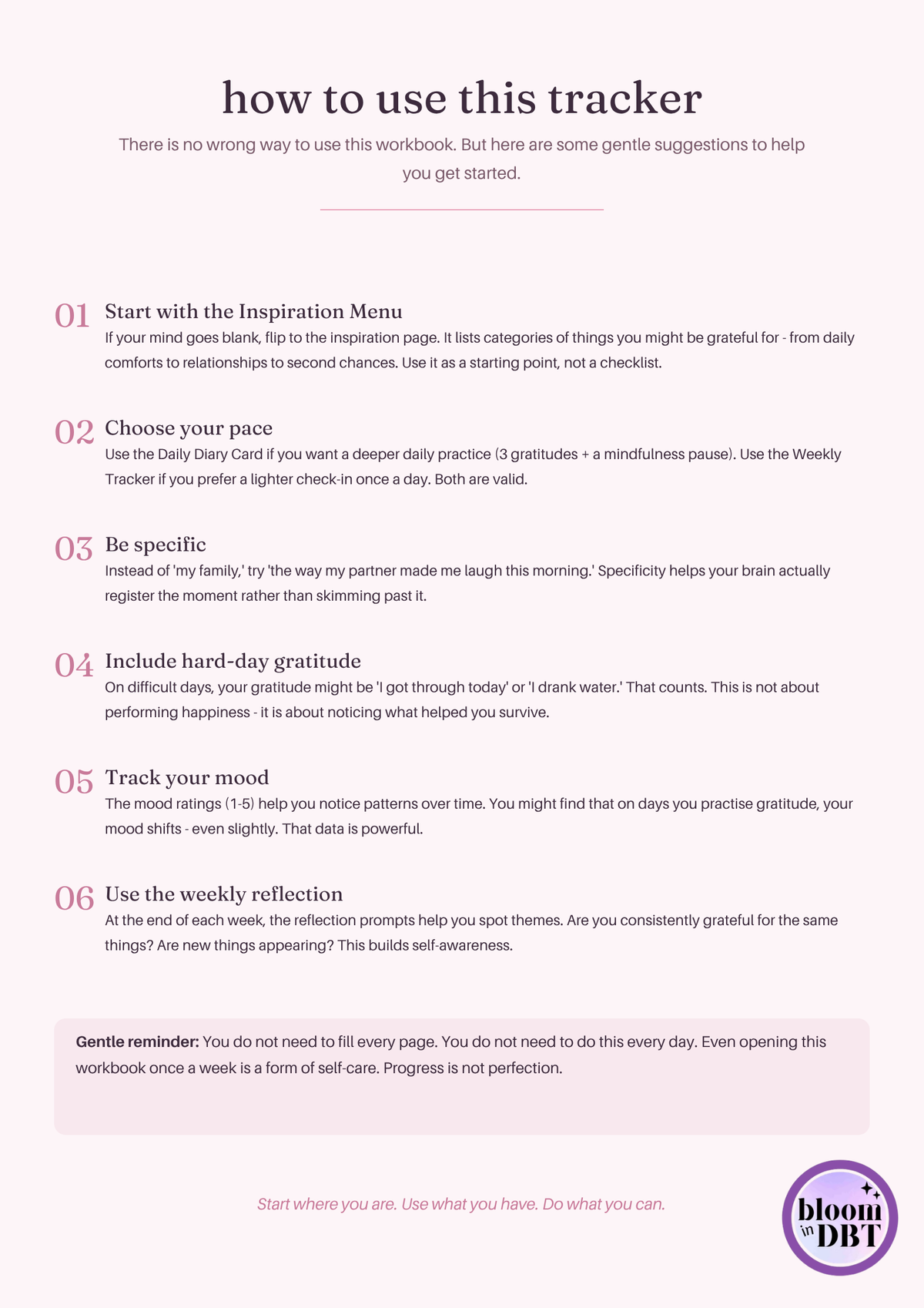 The Gratitude Tracker: DBT-Informed Gratitude Journal & Diary (Print at Home PDF)